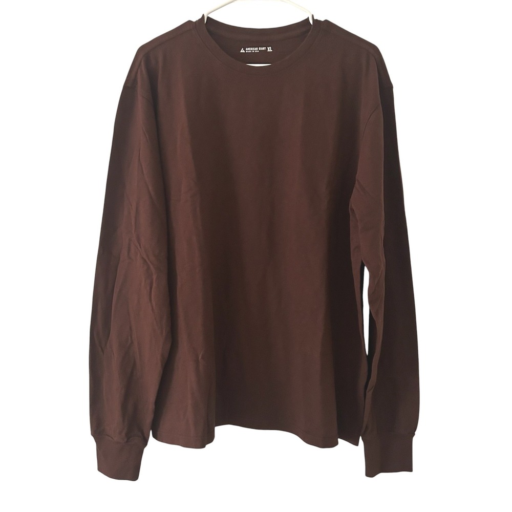 American Giant Men's Long Sleeve Slub Crewneck Tee T-Shirt XL Brown NWOT - Picture 2 of 5